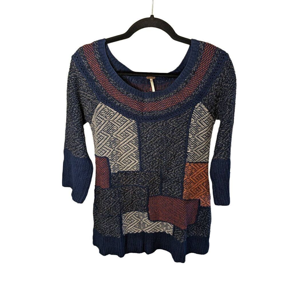 Free People Knitted Sweater with 3/4 Sleeves Women's Size Small